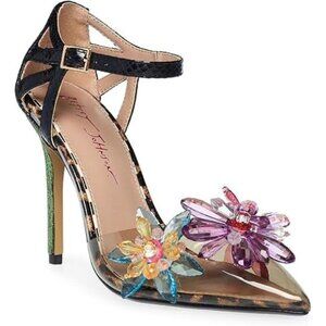 Betsey Johnson Womens Laen Flower Detailing Heel Pump Black Multi Size 5.5
